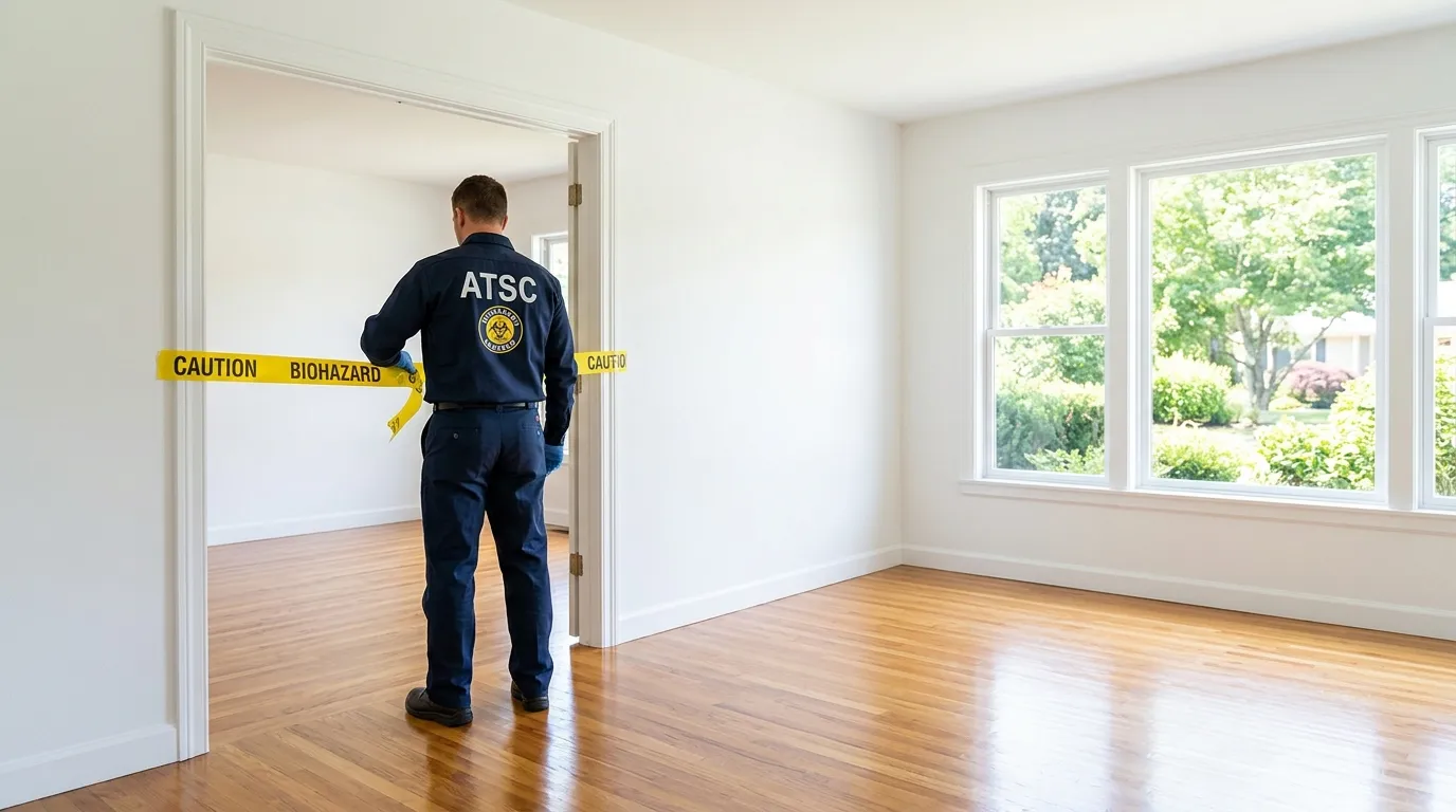 Certified biohazard cleanup crew performing Decomposition Cleanup in Hillside